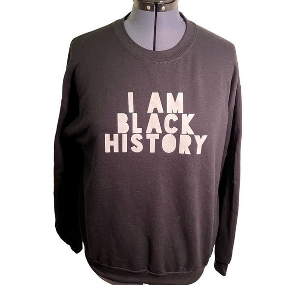 Krys Label Crewneck Sweatshirt Black I Am Black History - Picture 1 of 11